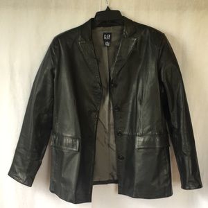 GAP. Black leather blazer size medium.